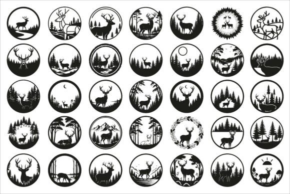 Download Beautiful Deer Forest Circle Art Design - Circle Collection