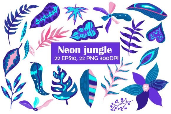 Download Neon Floral Set Isolated | Botanic Neon - Isolated Collection