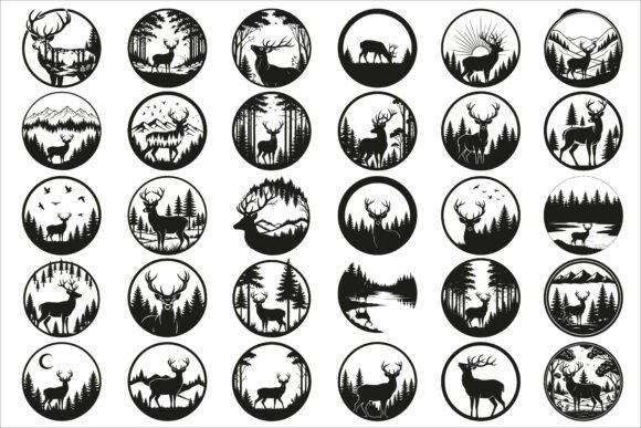 Download Beautiful Deer Forest Circle Art Design - Circle Collection